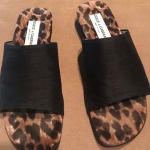 Dolce and Gabana black silk flat slide